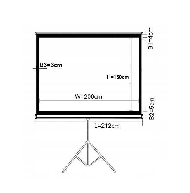 Duży EKRAN PROJEKCYJNY na statywie 200X150cm 112" HDREADY 4K