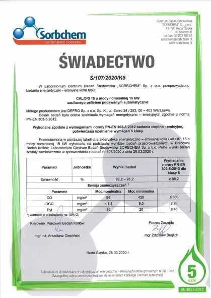 Kocioł piec Defro Calori 15kw