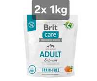 Brit Care Adult 2x 1kg + Gratis, Bez Zbóż Grain Salmon Łosoś 2kg Karma