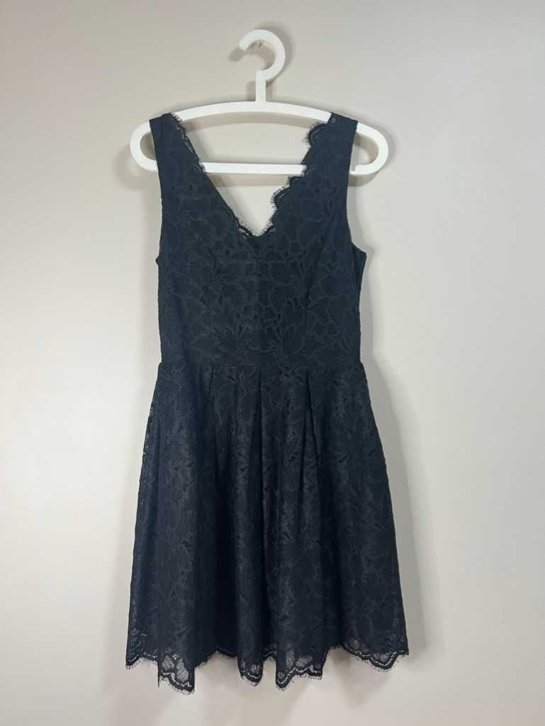 Czarna koronkowa mini sukienka 36 H&M sexy mini black dress