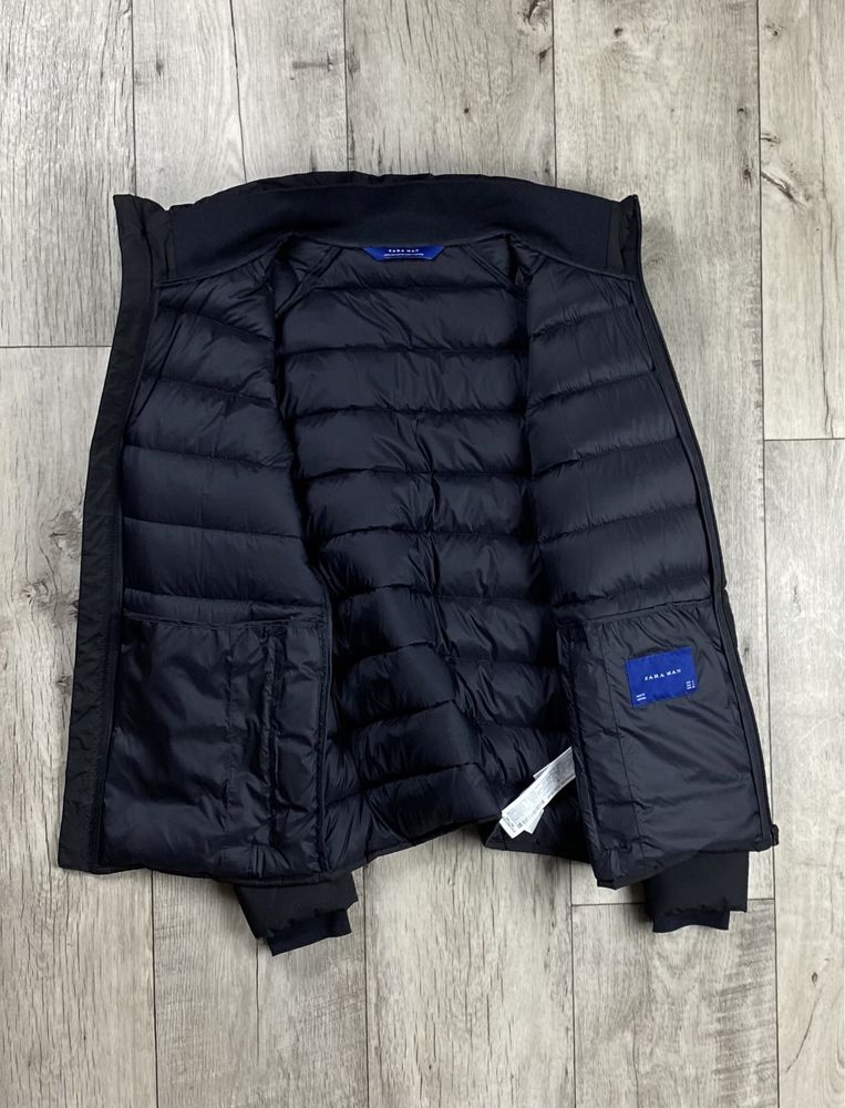 Zara man куртка пуховик S размер стёганая чёрная оригинал