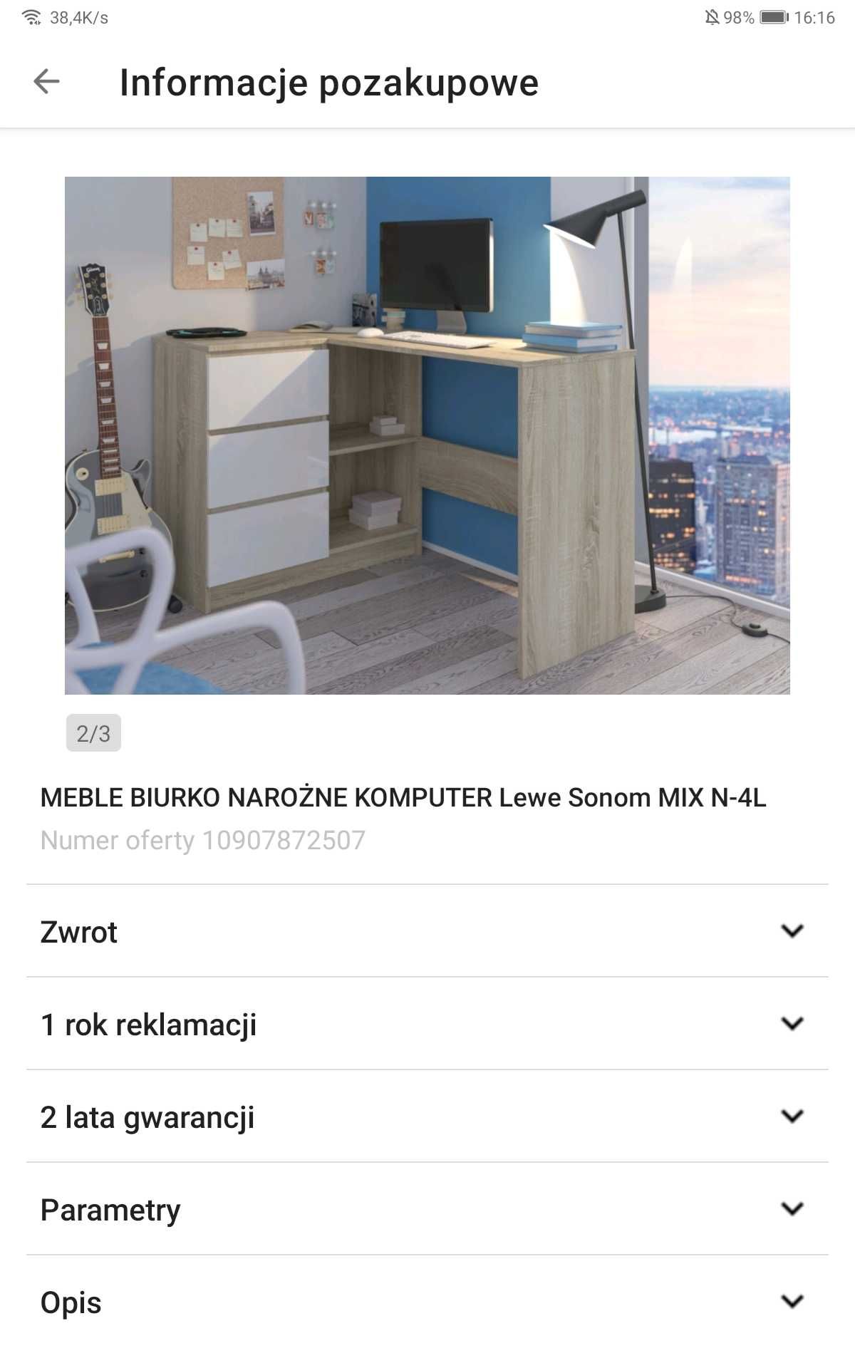 Biurko narożne + nadstawka