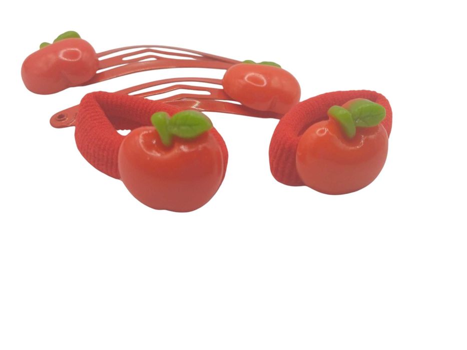 Gumki spinki do włosów ZESTAW JABŁUSZKO 4 sztuki G21