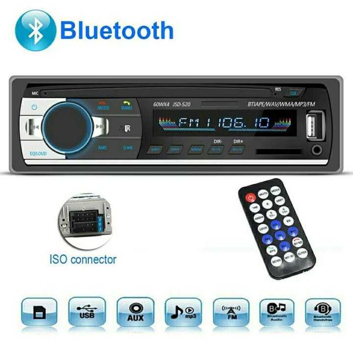 Автомагнитола JSD 520 1 din Bluetooth+USB+SD+AUX 4x60W