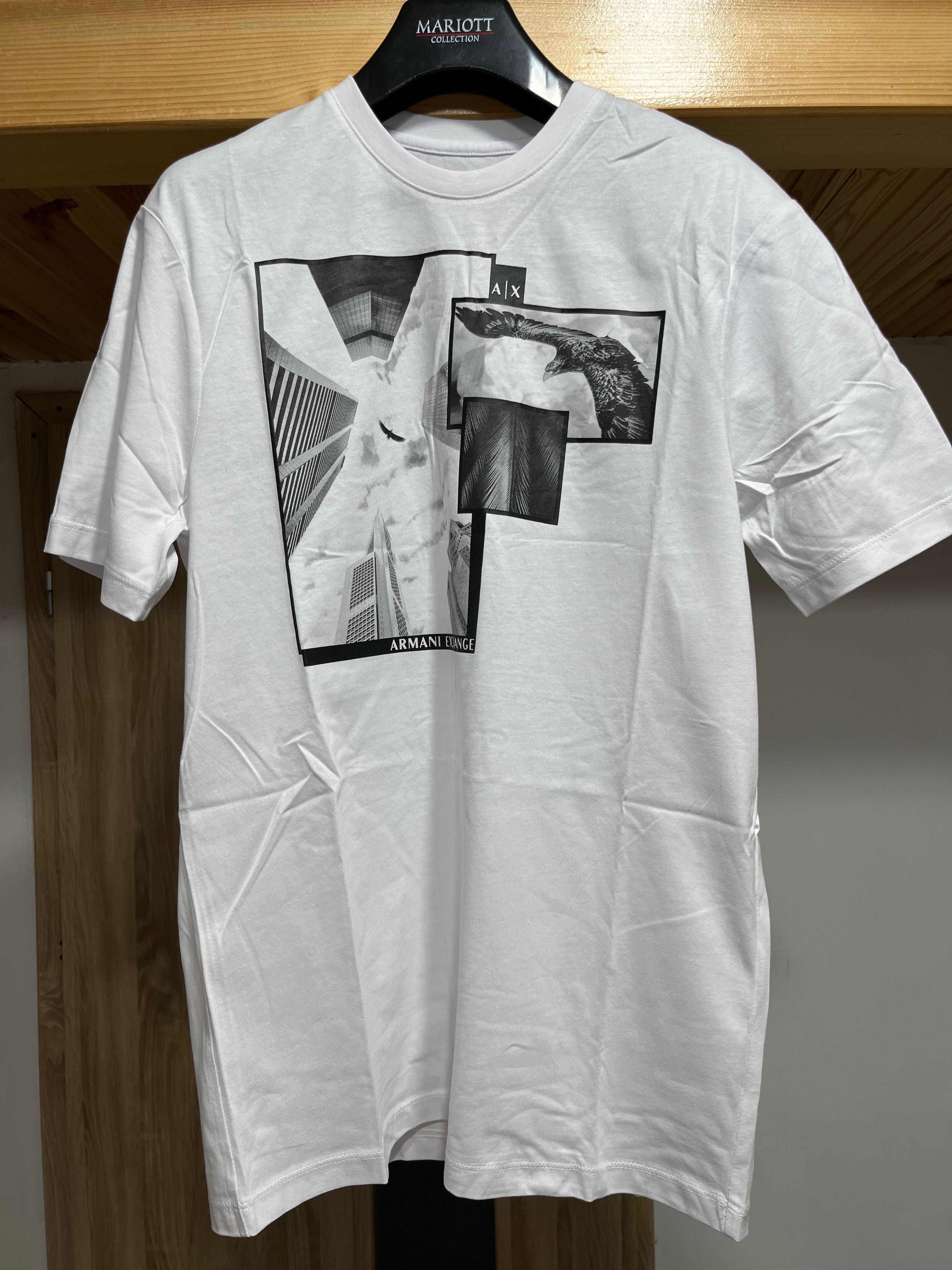 Armani exchange - biały t-shirt z nadrukiem NOWY !