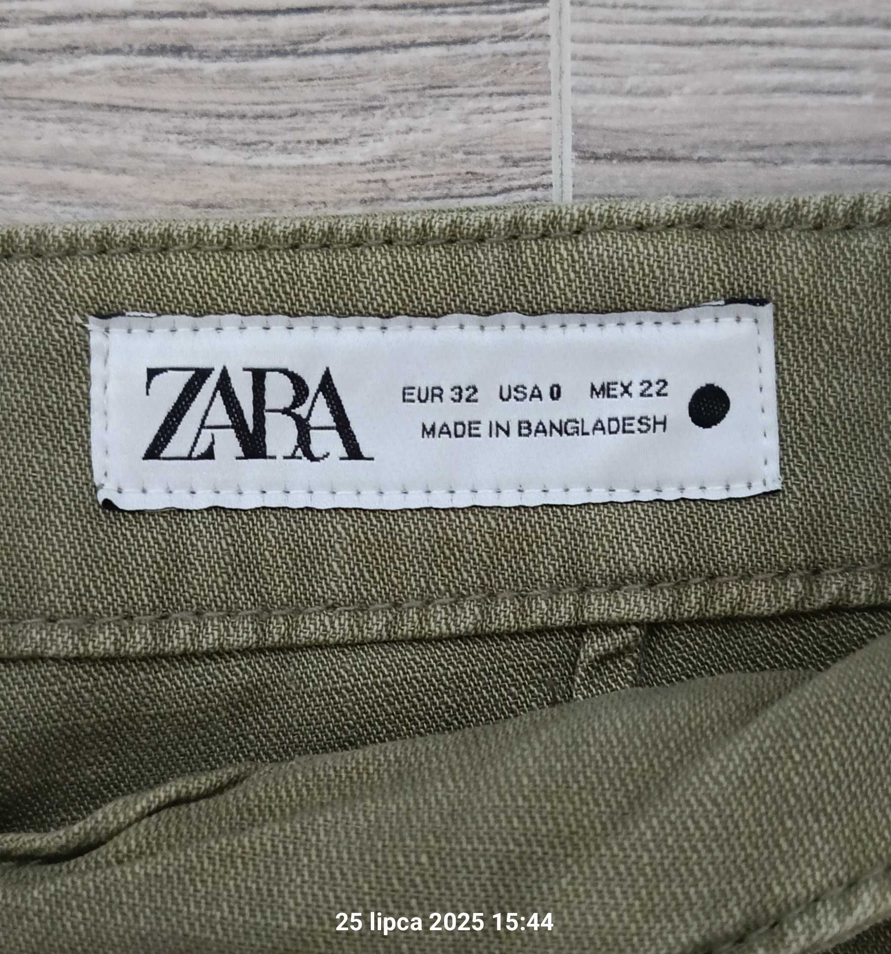 Zara spodnie wysoki stan i boczne kieszenie nowe oliwkowe r. 32
