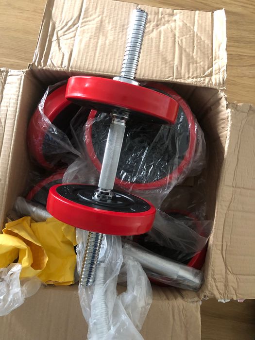 Halteres e Barra com 25kg Novo.