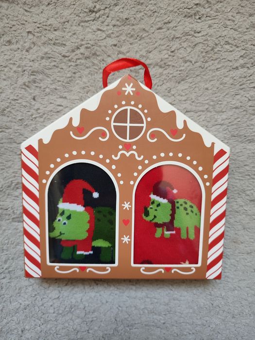 Nowe skarpetki świąteczne z dinozaurami rozm 31-34