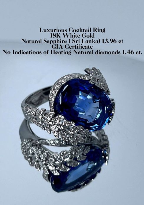 Кольцо с Сапфиром 13,96 ct. GIA