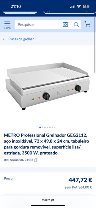 Grelhador profissional aço inoxidável
