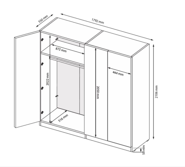 Шафа 4Дв без дзеркал Домініка / Dominika Графіт Miromark DK-24-GT