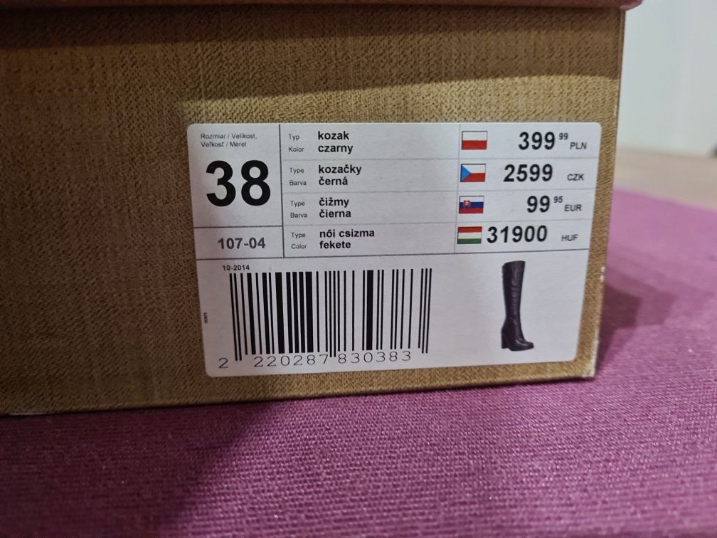 Buty zimowe czarne lasocki skórzane 38