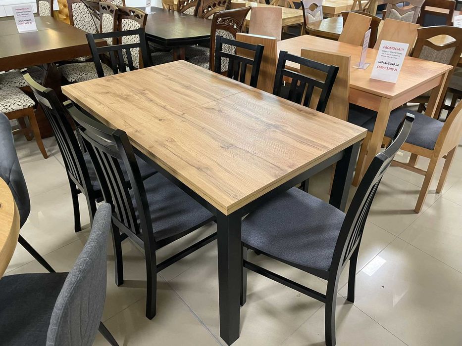 (2LI) Stół rozkładany + 6 krzeseł, dąb wotan 999 zł