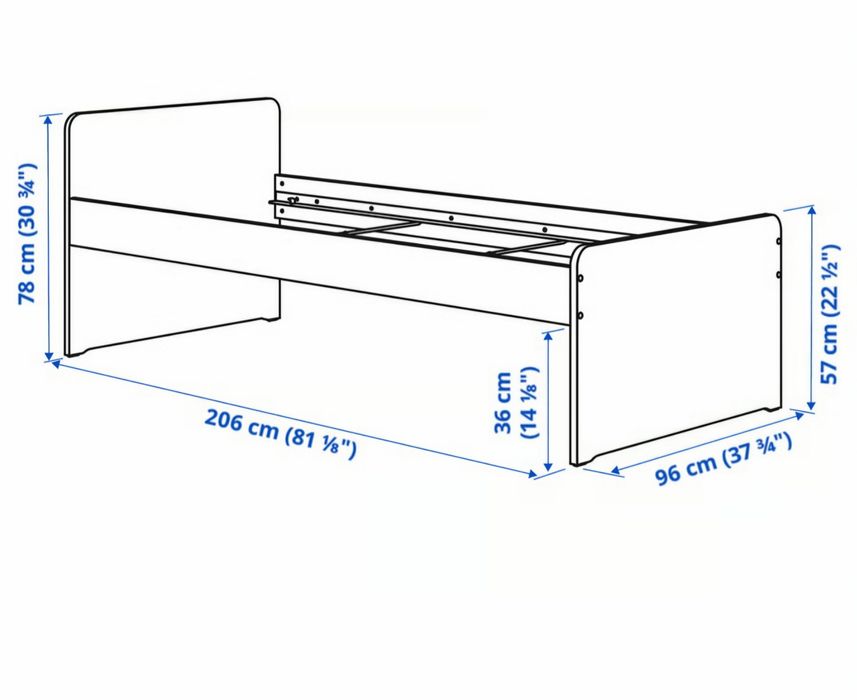 ŁÓŻKO IKEA SLAKT 90×200 cm rama łóżka i 2 pojemniki do przechowywania