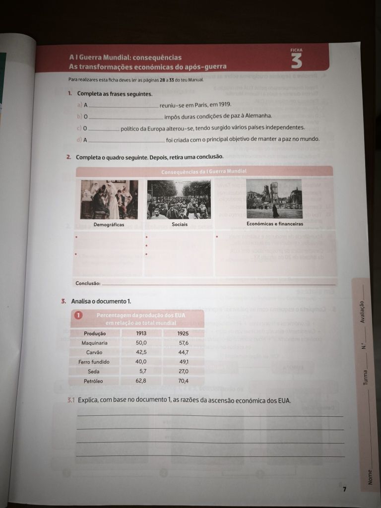Caderno de atividades de História- 9°ano ( incluí soluções)