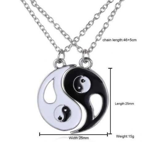 2X colar fio ying yin yang dia dos namorados pendente romantico