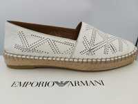 Balerinki buty EMPORIO ARMANI ecru beżowe ażurowe rozmiar 36 mokasyny