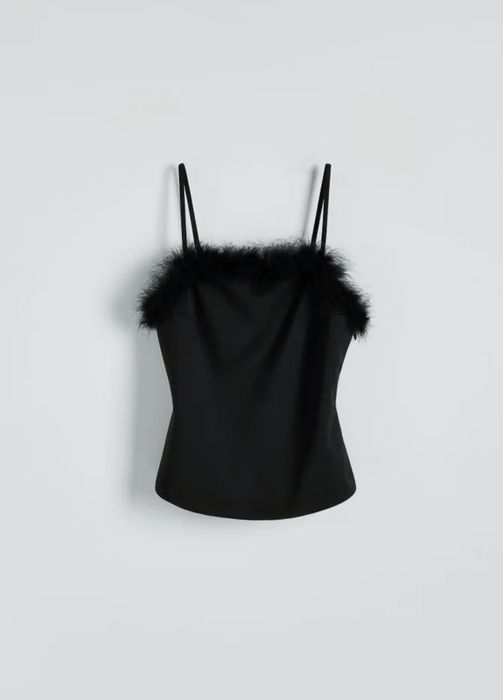 Top na ramiączkach z piórami Reserved NOWY Z METKĄ