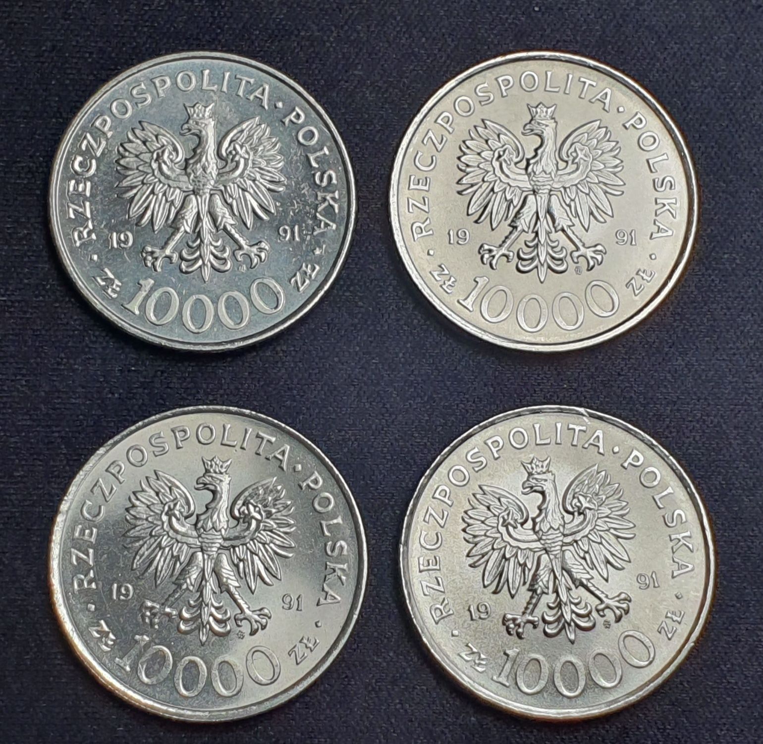 4 monety "200 Rocznica Konstytucji 3 Maja" 10000zł z 1991r.