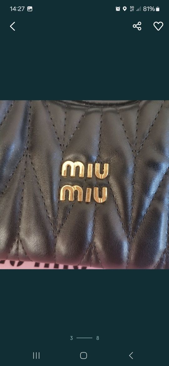 Napis miu miu torebka czarna damska hit