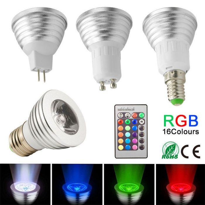 Lampadas RGB 3W- Várias cores 220v e 12v