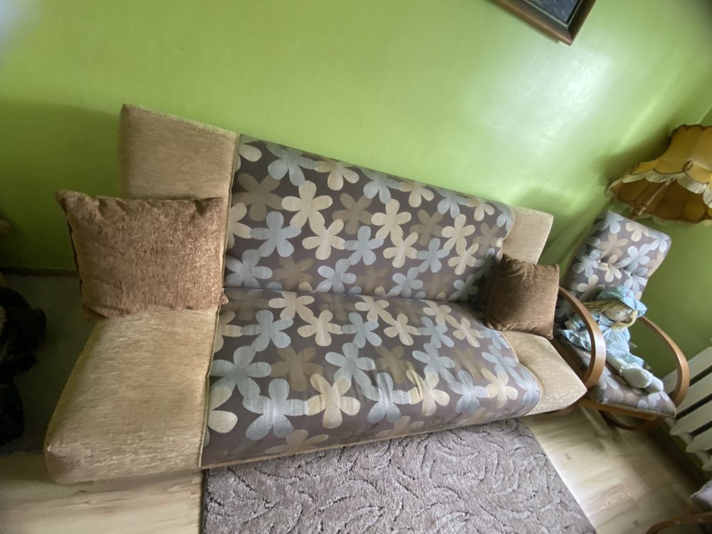 Rozkładana sofa i dwa fotele (komplet)