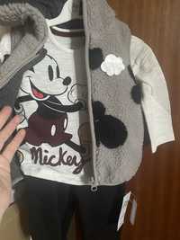 Новый костюм Disney Микки 9-12 месяцев штаны кофта жилетка зима осень