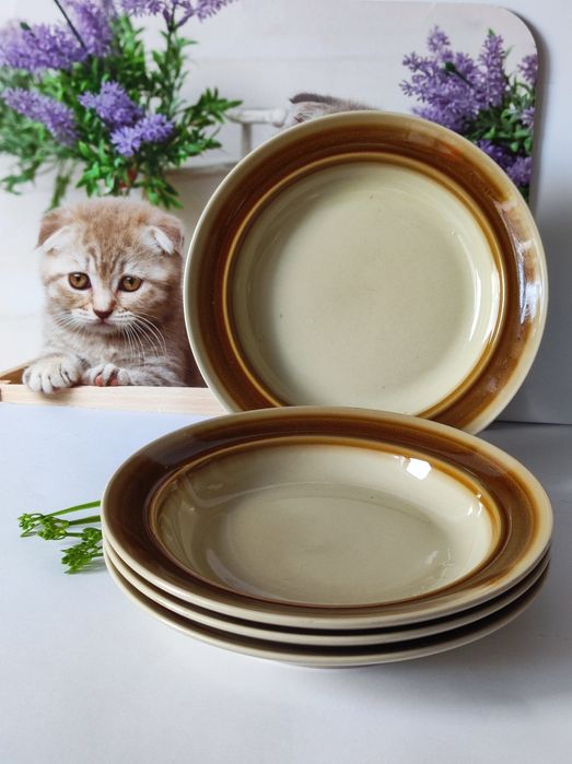 Talerze Tułowice głębokie deserowe porcelit kolekcje 9 sztuk