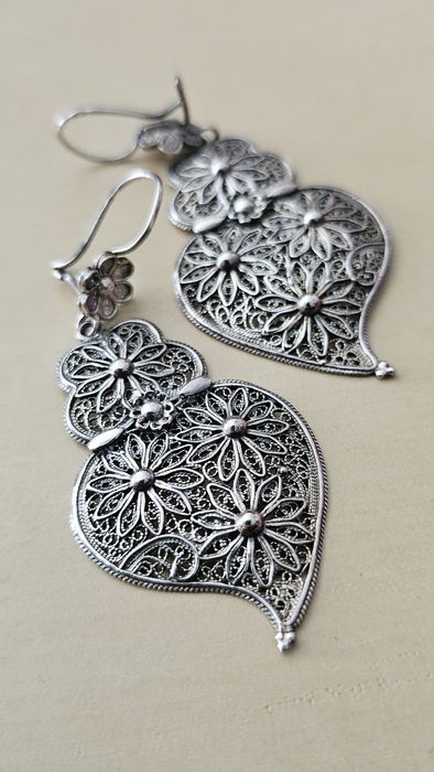 Brincos em Prata Coração de Viana