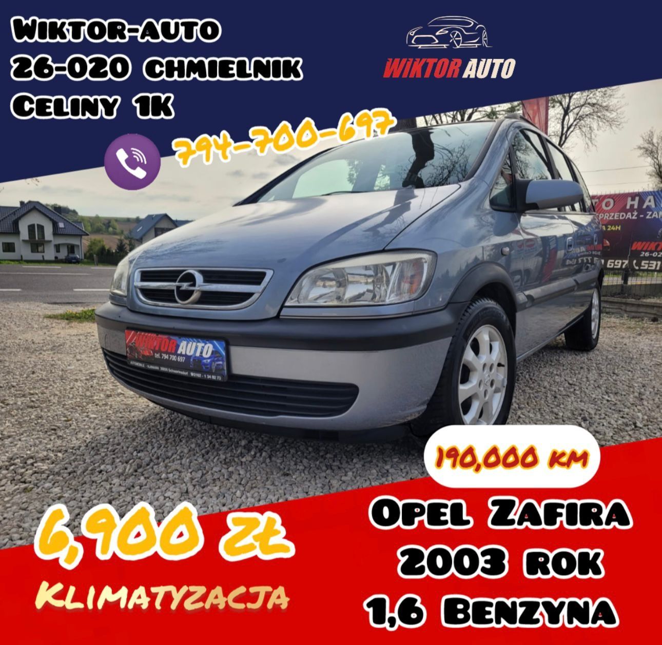 Opel Zafira*2003 rok*1,6 B*190 przebiegu*7-osób*Sprawna klima