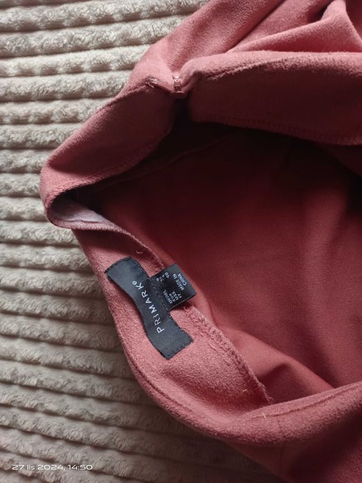 Spódniczka zamszowa zgaszony brudny róż rozm 36 S Primark ażurowy dół