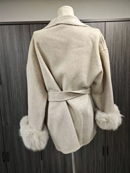 Пальто с мехом теплое пальто Gues пальто на запах с ремнем куртка мех