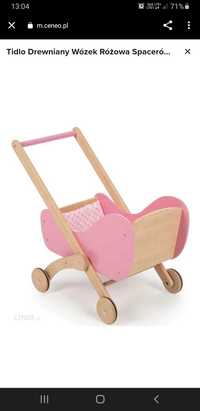 drewniany wózek dla lalek, pchacz
