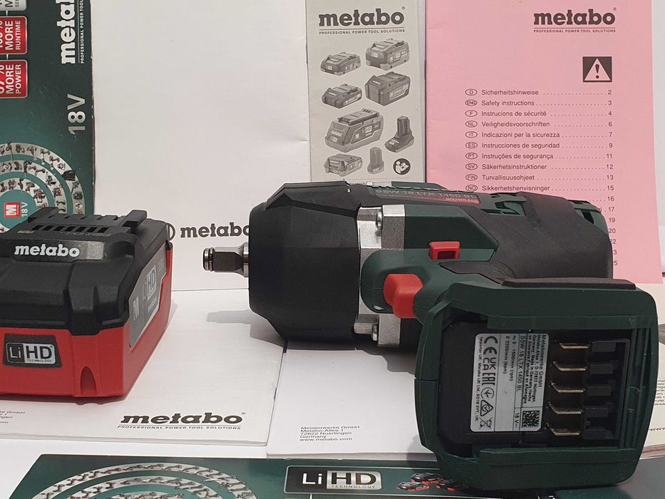 Komplet klucz  + aku 18v 6,2Ah METABO SSW 18 LTX 1450 BL moc 1900Nm