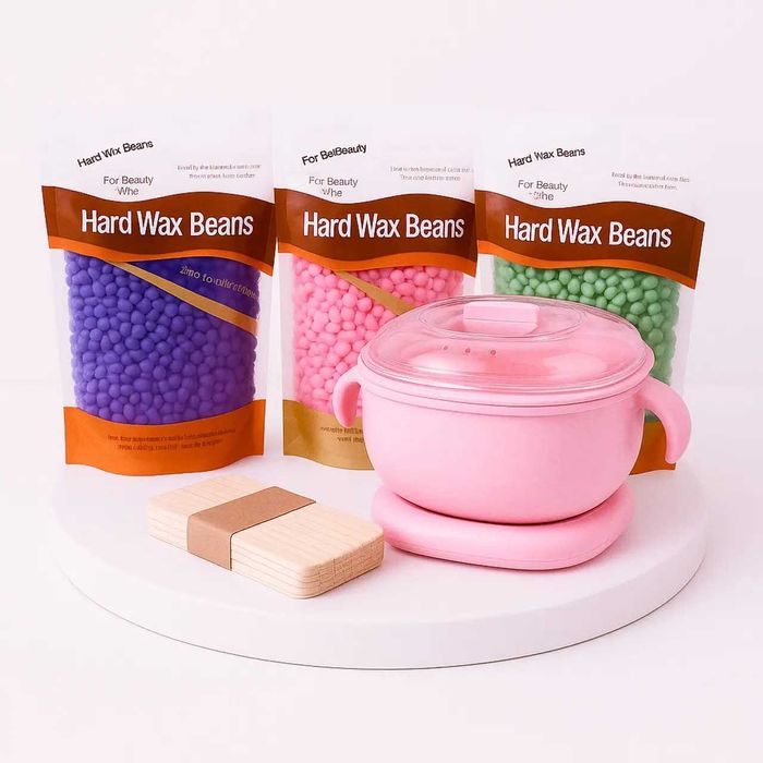 Набір для депіляції з силіконовим воскоплавом, 5 предметів, Рожевий