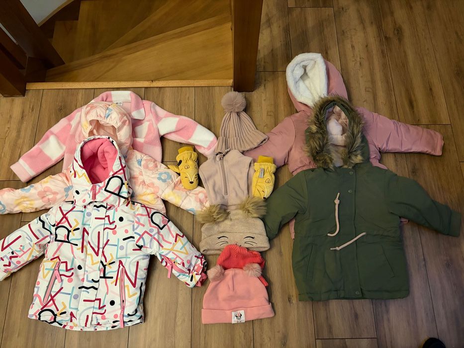 Paczka ubrań zimowa kurtki dla dziewczynki 92