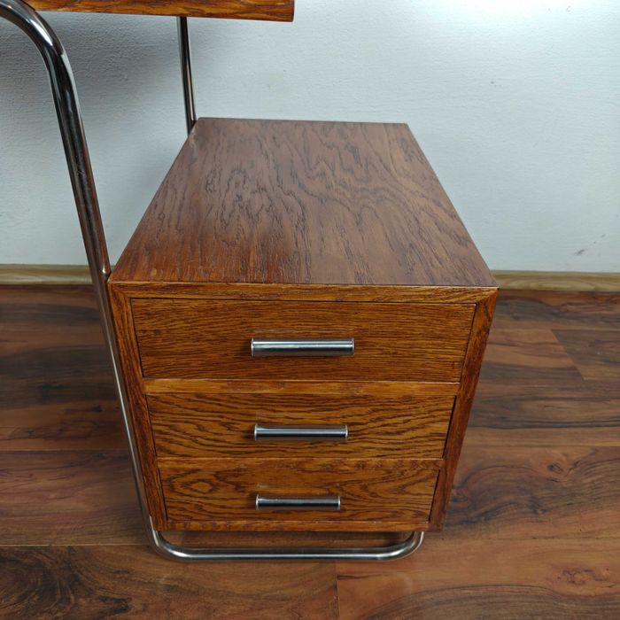 Minimalistyczne Biurko  Bauhaus Art Deco Chrom Dąb