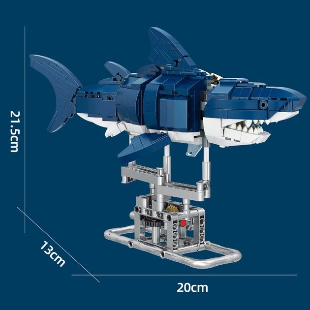 Конструктор BauTech Механічна іграшка-акула Синій