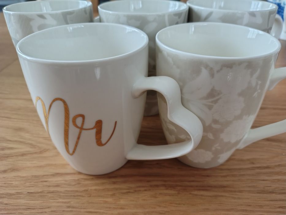 Zestaw 5 kubków srebrne, szare