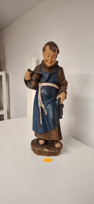 Duża Figura woskowa Mnich z kuflem i kluczami