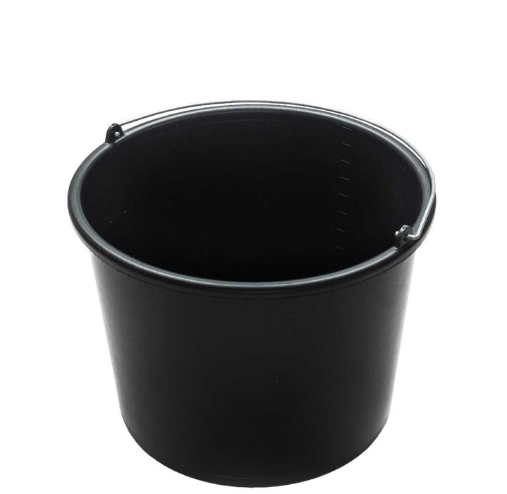 10 szt Wiadro plastikowe Budowlane Gospodarcze CZARNE 12L Z MIARKĄ