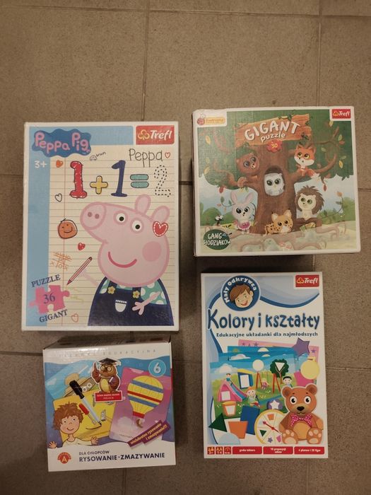 Zestaw puzzli, gra, rysowanie-zmazywanie 3+