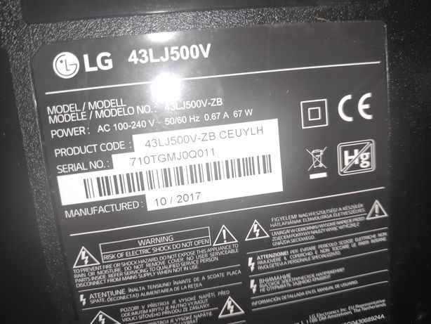 LG43LJ500V - para peças - apenas ecrã danificado