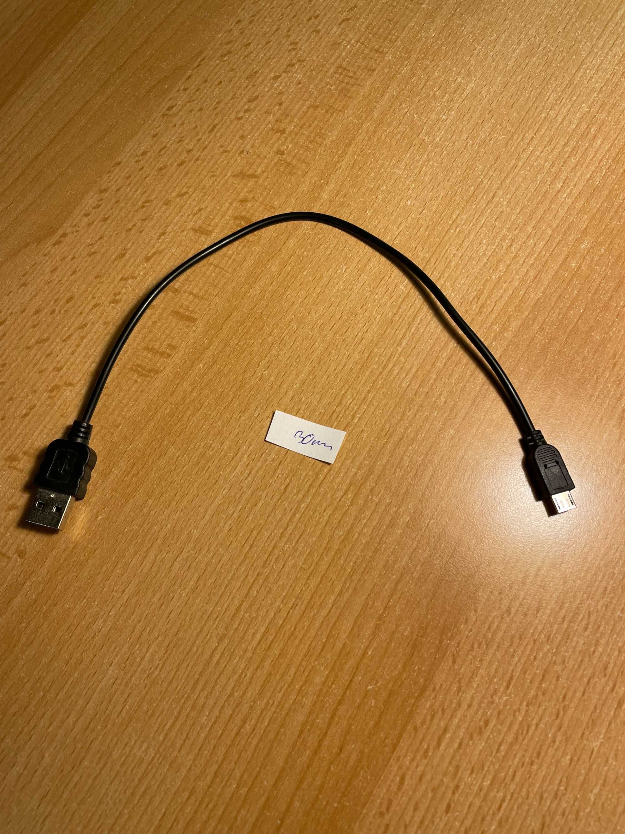 Kabel przewód USB micro USB krótki czarny 30cm