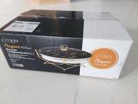 Naczynie z podgrzewaczem cookini elegant kitchen zloto czarne marmur
