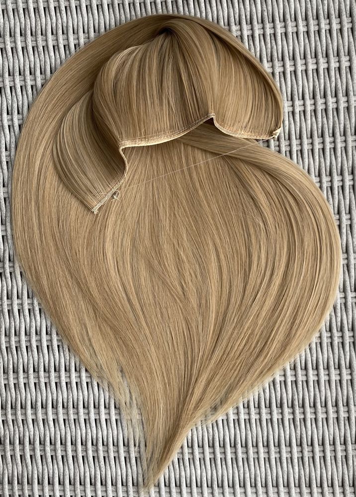 Włosy doczepiane, średni popielaty blond, włosy na żyłce ( 396 )
