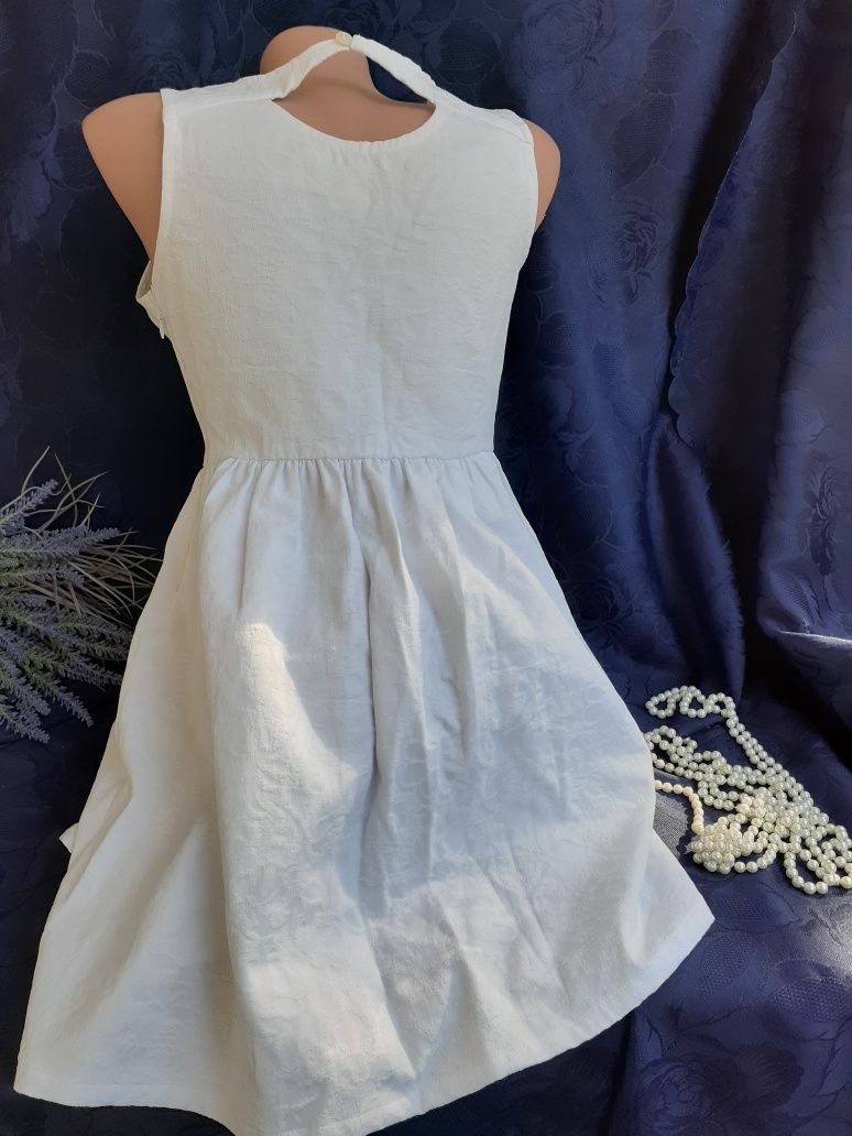 UNITED COLORS OF BENETTON платье 100% хлопок подросток 10-11 лет белое