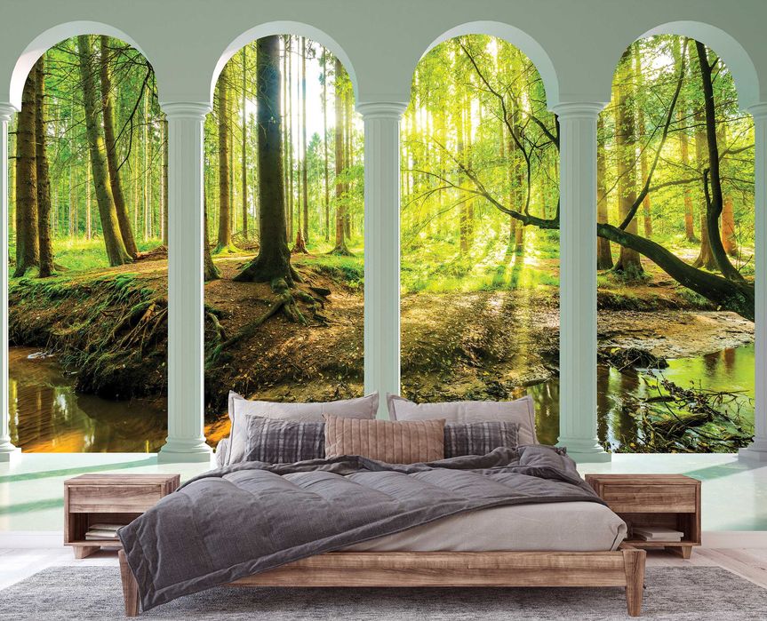 Fototapeta Do Pokoju Kolumny Las Widok 3D Na Twój Rozmiar + KLEJ