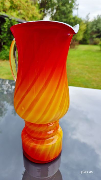 Dzban dzbanek Fiedorowicz Ząbkowice stare kolorowe szkło prl