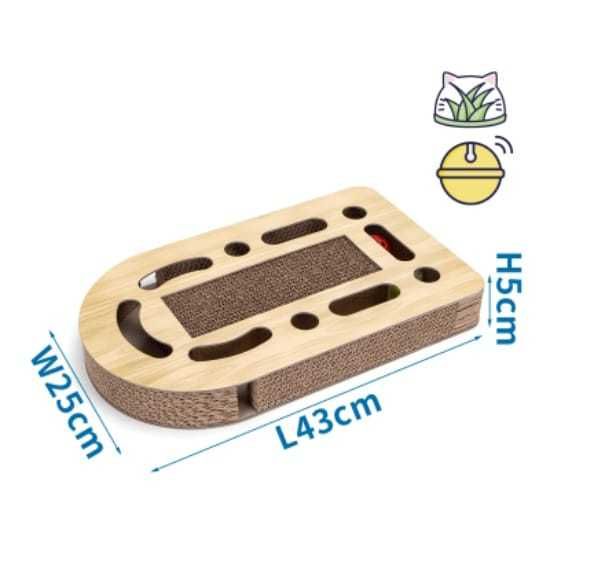 Tabuleiro 2 em 1 para Gatos Arranhador + Brinquedo | 43x25x5 cm